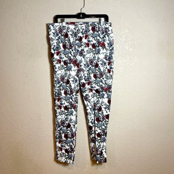ZARA Basic Skinny Ankle Pants Trouser Womens Size 8 Multicolor Floral Mid Rise - Picture 1 of 12
